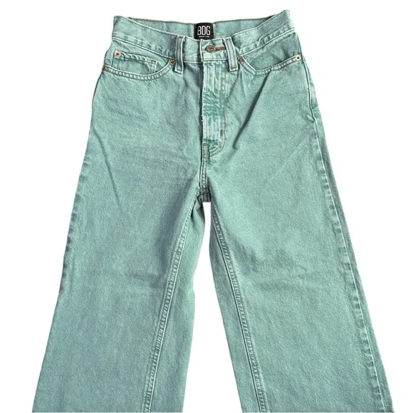 Urban Outfitters BDG High & Wide Jeans Baggy Barrel Skate Denim Mint Green 24 - Picture 4 of 15